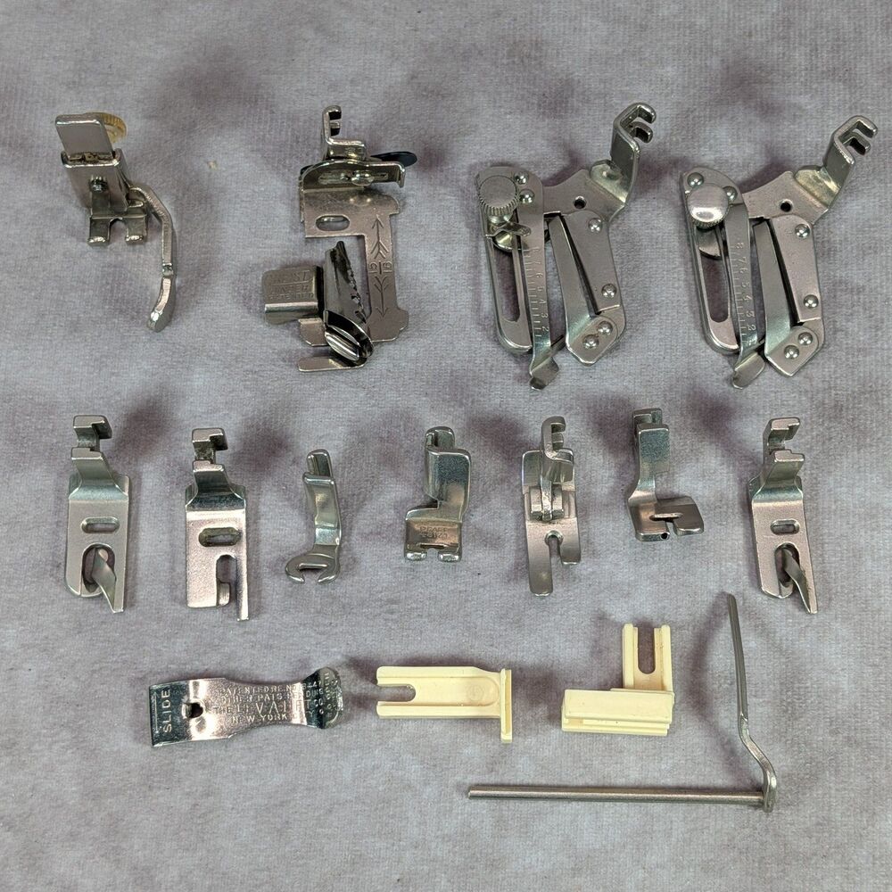 Vintage Greist Low Shank Sewing Machine Presser Feet Attachments Ruffler Lot